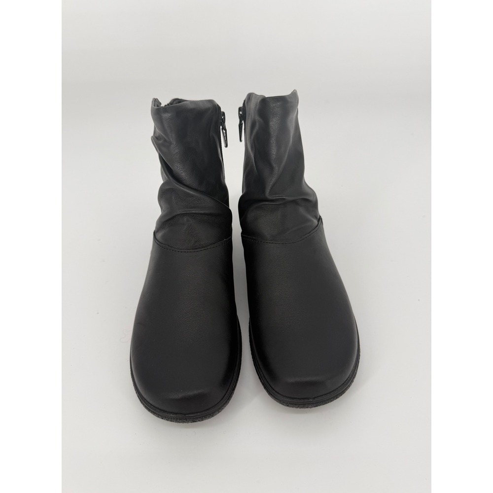 Hotter Whisper Black Leather Slouch Ankle Boots Faux Fur Lined Womens 8 EU 39